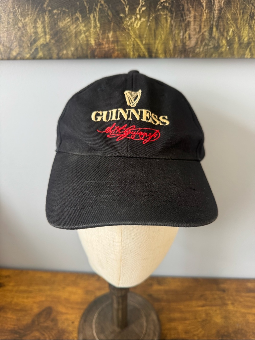 Vintage Guinness Zip Track Beer Promo Hat Cap Ireland Harp Logo Pub Black